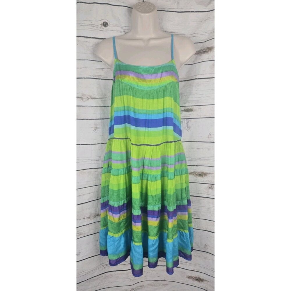 Ruby Yaya Riviera Striped Dress S Striped Ruffle NEW Boho Womens Spaghetti Strap
